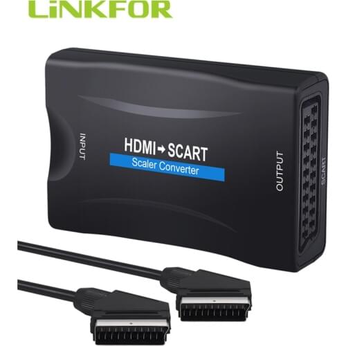 LiNKFOR HDMI-compatib To Scart Converter With 1.5m Scart Cable Composite Video HD Stereo Audio Adapter For SKY HDTV STB VHS Xbox