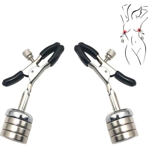 Magnetic clips torture play metal Nipple clamps breast Bondage Restraints Accessory BDSM Fetish women sex toy