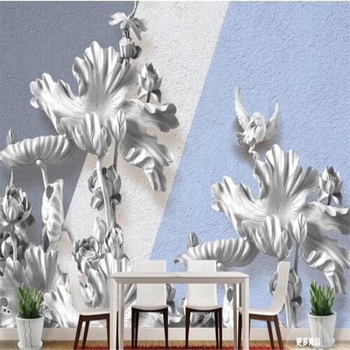 Milofi custom 3D wallpaper mural creative three-dimensional relief lotus living room bedroom background wall decorative painting