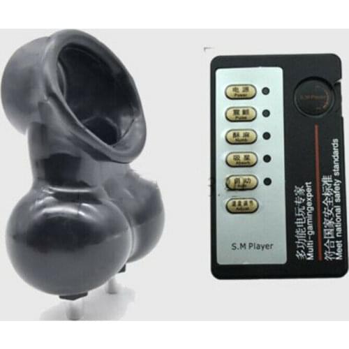 Male Chastity Device Scrotal Stretcher Electric Delay Chastity Cage Lock Electronic Pulse Cock Ring Cock Cage Penis Ring