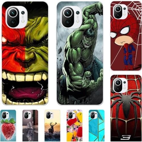 Soft Case For Xiaomi Mi 11 Lite 11 Youth M2101K9AG For Xiaomi Mi 11 Pro Phone Cover Cartoon Fundas Super Hero Coque Cat Shell