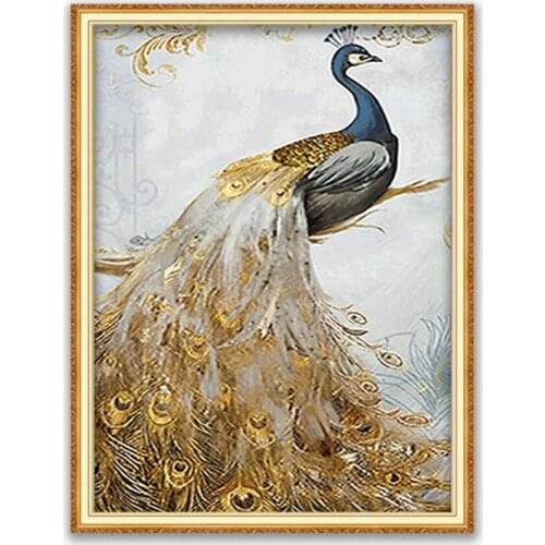 Animal Peacock DIY 11CT Cross Stitch Embroidery Kits Craft Needlework Set Cotton Thread Printed Canvas Home Decoration Design