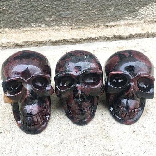 Natural Crystal firework garnet Skull Figurines Chakra Geodes Home Decor Healing Meditation Rune Reiki Guardian