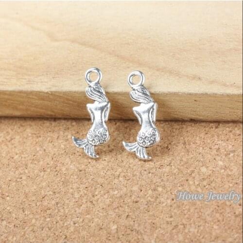 Wholesale 48 pcs ancient silver Mermaid Pendant alloy DIY Fashion 3D charm Bracelet Necklace Jewelry accessories 20138
