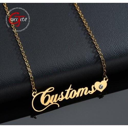 Goxijite Custom Name Necklace Stainless Steel Birthday Stone Zirconia Necklaces Personalized Custom Nameplate for Women Jewelry