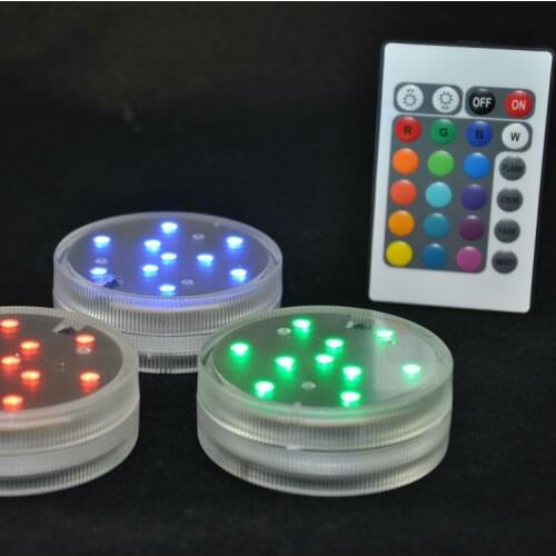 10 LED Submersible Candle Waterproof Remote Control Multicolor Floral Vase Base Light Wedding,Party,Christmas,Home Decoration