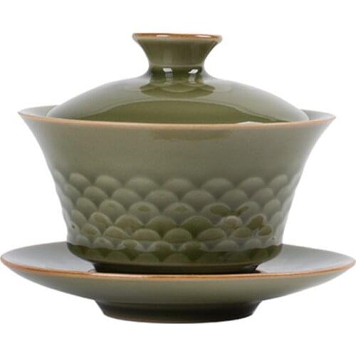 Hand-painted Ceramics Tea Tureen Jingdezhen Glaze Sancai Cover Bowl Gaiwan Tea Cup Bowl Teaware Cover Bowl