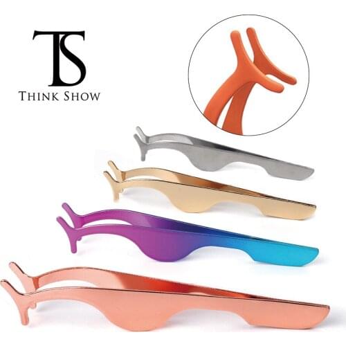 Thinkshow Colorful Stainless Steel False Eyelash Tweezers Eyelash Curler Nipper Auxiliary Clip Clamp Eyelash Makeup Tools