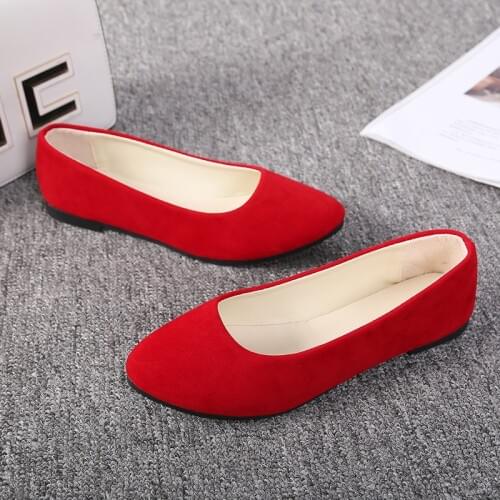 20 Candy Color Women Flats Faux Suede Slip on Shoes Female Loafers Grandma Comfortable Shoes Woman Boat Shoes Large Size BlackG