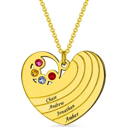 Uonney Dropshipping Personalized Heart Necklace With Birthstone Name Valentine Birthday For Women Jewelry Valentines Gift