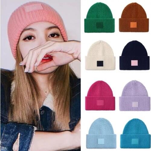 Women Hat 2021 Autumn and Winter Chic Smiley Face Hat Lovers Thickened Warm Wool Cashmere Knitted Woolen Hat