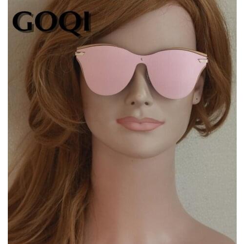 GOQI 2018 women polarized pink flash sunglasses ,over size full frame out door popular brand lady brand sunglasses free shipping