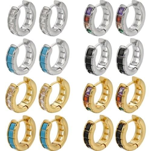 ZHUKOU gold silver color small hoop earrings Cute CZ crystal rainbow women hoop earrings Fashion jewelry wholesale VE398