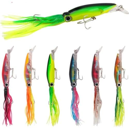 1pcs 14cm/40g High Quality Lifelike 6 Style Bionic Octopus Squid Jig Fishing Lure Trolling Baits With Hook Rig Fishing Tackle