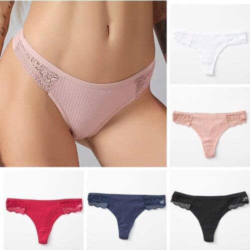 1Pc/Lot Womens Cotton G-String Thong Panties String Underwear Women Briefs Sexy Lingerie Pants Intimate Ladies Lace Underwear