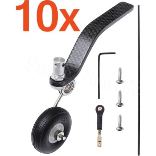 10 Sets 50cc Great Plane Landing Gear Carbon Tail Wheel Assembly 1.5" Rubber Tire Kit RC Airplane Replacement Parts
