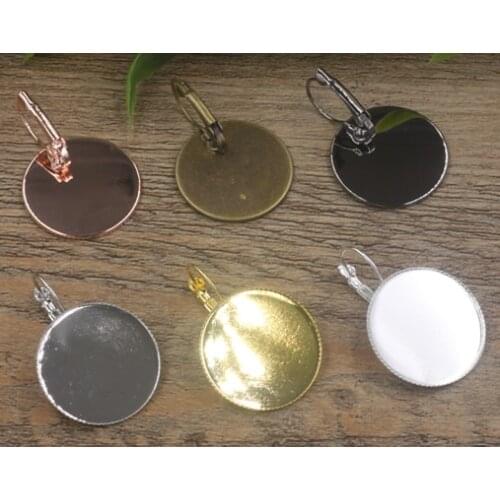 10Pcs 6 Colors Round 20MM 25MM Cabochon Base Setting Blank Tray Accessories for Making Earrings