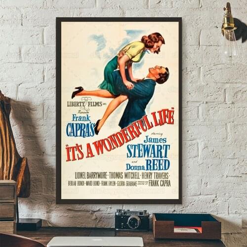 1946 Classic Movie Film Vintage Poster Its A Wonderful Life Print Canvas Painting Wall Art Decor