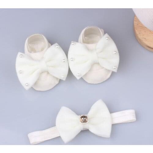 2 Pcs/Set Baby Headband Socks Set Lace Flower Bows Newborn Headbands Hair Bands For Girls Infant Turban Baby Hair Accessories