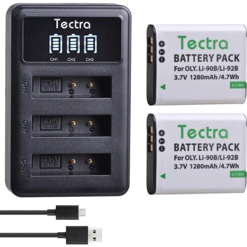 2Pcs Li-90B Li90B Li-92B Battery for Olympus Tough TG-6 TG-5 TG-Tracker SH-1 SH-2 SP-100 IHS Tough TG-1 TG-2+LED USB Charger