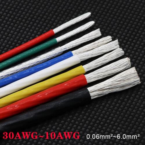 5M 10/11/13/14/15/18/20/22/24/26/28/30 AWG Silver Plated PTFE Wire High Purity OFC Copper Cable HiFi Audio Speaker Headphone DIY