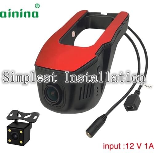 Ainina Dual lens WiFi FHD1080P hidden car dash cam with rearview camera ,Sensor Sony 323 WiFi Car Dvr camera Night vision Dvr