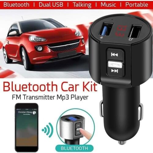 Bluetooth 5.0 FM Transmitter Audio Aux Modulator Dual USB Fast Car Charger Handsfree Calling Car Kit Car Radio MP3 Player