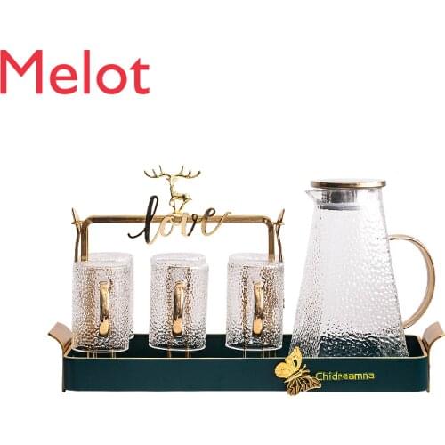Household Luxury Water Cup Set Glass Nordic Cold Water Kettle Water Cup Living Room Tea Cup Tea Set Glass Cup Durable Gift