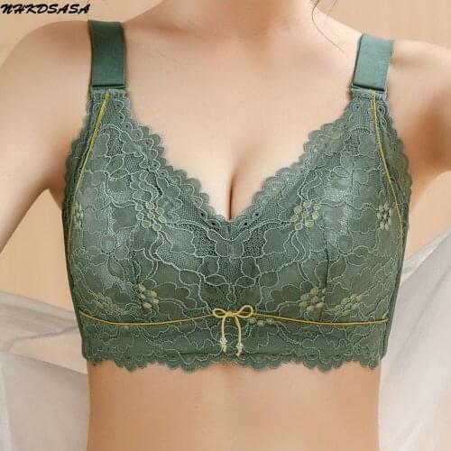 NHKDSASA Bras For Women Sexy Lace Bralette Plus Size Full Figure Wirefree Minimizer Big Cup Push Up Comfort Support Bras 85C