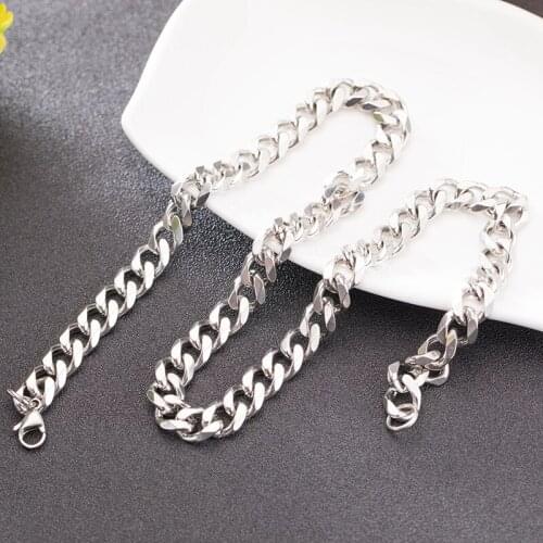 1PCS Stainless Steel Six-sided Grinding Sideways Mens Necklace Luggage Clothing Curb Cuban Link Chain Necklace Basic Punk Chain