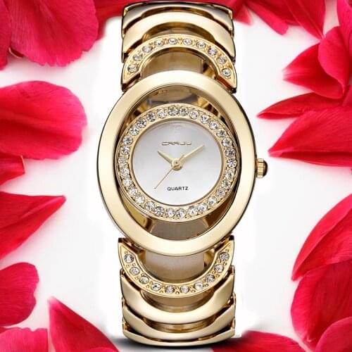 CRRJU Brand New Fashion Ladies Luxury Gold Quartz Wristwatches Women Famous Brand Rhinestone Watches Relojes Mujer Montre Femme