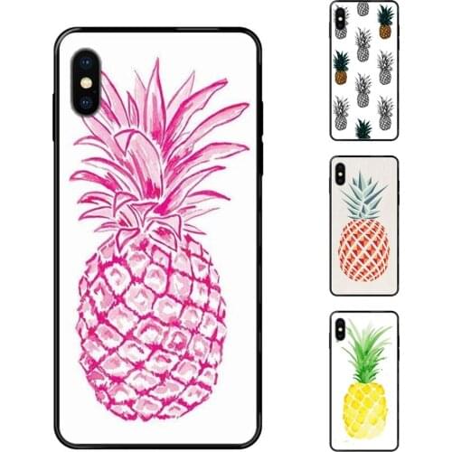 For Xiaomi Mi Note A1 A2 A3 5 5s 6 8 9 10 SE Lite Pro Ultra Features Rubber Enjoy Fruit Pineapple Pattern Black Soft TPU Cell