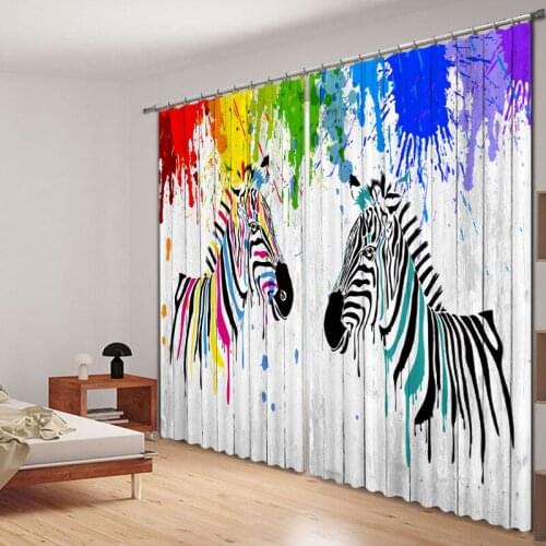 Black white zebra Mordern 3D Blackout Window Curtains For Living room Bedding room Hotel/Office Curtain Drapes Cortinas para sal