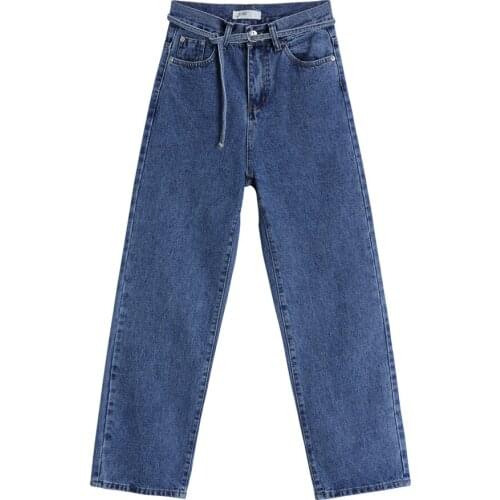 Womens High Waist Jeans Retro Casual Y2K Fashion Loose Multi-purpose Femme Straight Pants 2021 Summer New Streetwear