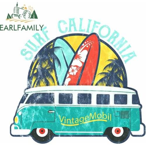 EARLFAMILY 13cm x 12.3cm For Retro California Hippie Van Car Stickers Occlusion Scratch Decal Anime Campervan for GTR EVO SX