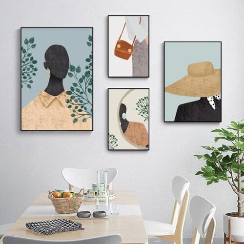 French Figure Painting style Female Models Bag Modern Nordic Decorative Picture Canvas Wall Art Poster for Room Home Hotel Decor