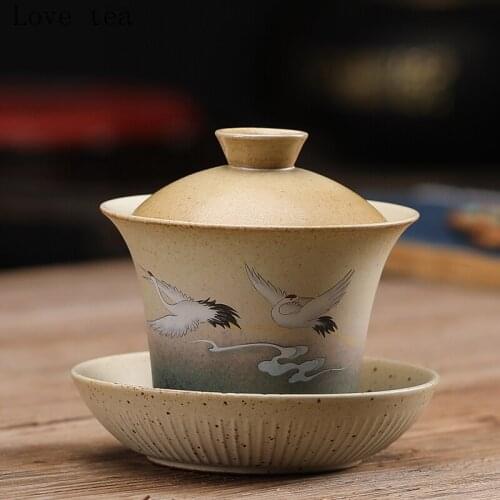Ceramic kiln variable cover bowl anti-scalding handmade tea set bowl personalized anti-scalding Kung Fu tea set household items