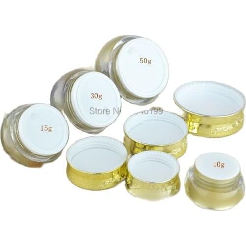 20pcs,10g 15g 30g 50g Gold Color Acrylic Cosmetic Jar,Makeup Face Cream Eye Cream Body Lotion Container,Empty Packaging Bottle