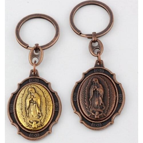 Hot! 2pcs Antique Copper Alloy mix Jesus Christians Icon Charm Band Chain key Ring cv115