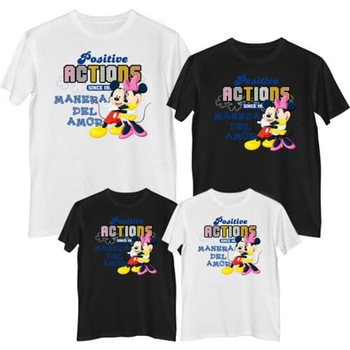 Disney Mickey Mouse Minnie Mouse T-shirt Summer Comfortable 100% cotton Fashion Women t-shirts girls clothes mom daughter sets