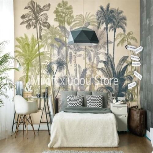 Milofi custom 3d wallpaper mural tropical rainforest plants retro rainforest living room bedroom background wall decoration pain