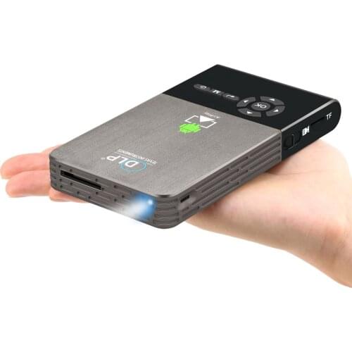 C2 Mini Smart DLP Projector 50 ANSI Lumens 3D HD Rechargeable Wireless WiFi Same Screen Home Theater projector Android 1+8G