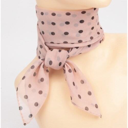 Fashion Square Silk Scarf Chiffon Polka Dot Print Head Neck Scarf Office Small Kerchief Bandana Dress Overcoat Accessories New