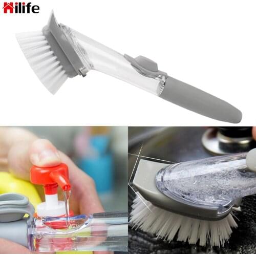 Kitchen Cleaning Brush Set Creative Tablewares Wash Tool Set Long Handle Automatically Add Liquid Sponge Brushs