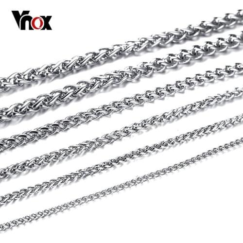 Vnox Mens Spiga Chain Necklace Color Stainless Steel Wheat Long Necklace Colar Masculino Rapper Hip Hop Italy Jewelry