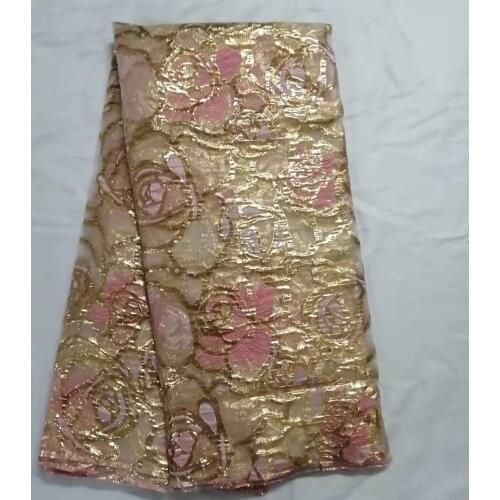 Latest African Brocade Jacquard Fabric DIY Nigerian Organza Mesh French Lace Material For Sewing Bridal Dress DJO1