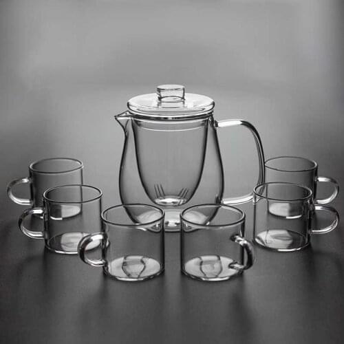 Transparent Glass Tea Pot Sets Chinese KungFu Teapot Sets Heat Resistant Water Pot Coffee Maker Convenient Kettle Set