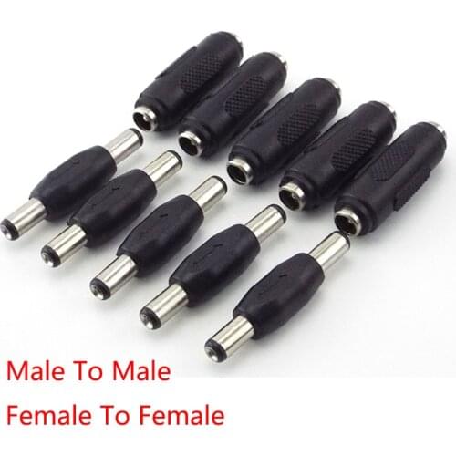 5.5mm*2.1mm Male To Male DC Power Plug Jack and Female To Female Socket Connector For CCTV Camcer Panel Mounting Adaptor