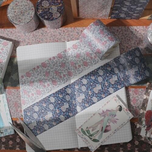 Retro Floral Pattern Flower Washi Sticker Material Paper DIY Diary Junk Journal Decoration Label Stickers Album Scrapbooking