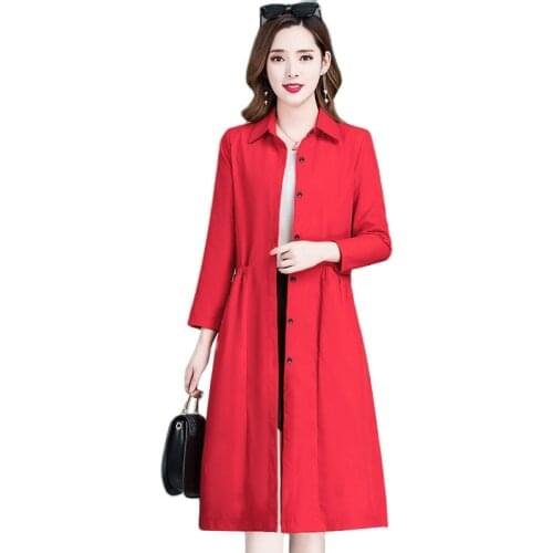 Spring Autumn Coat Women Long Sleeve Trench Coat 2021 New Middle-aged Female Windbreaker Thin Coat Casual Plus Size Overcoat